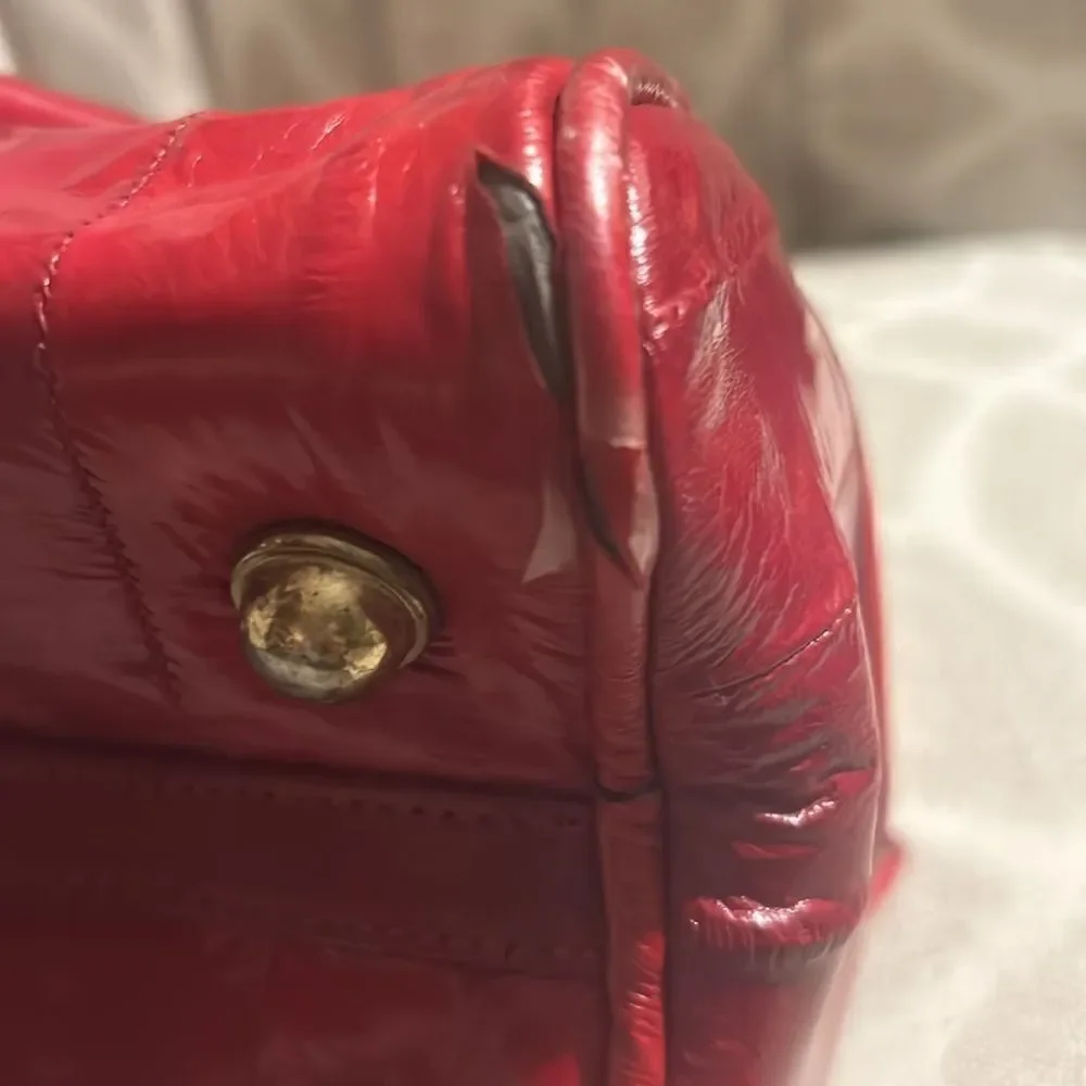 Vintage red eel skin barrel bag